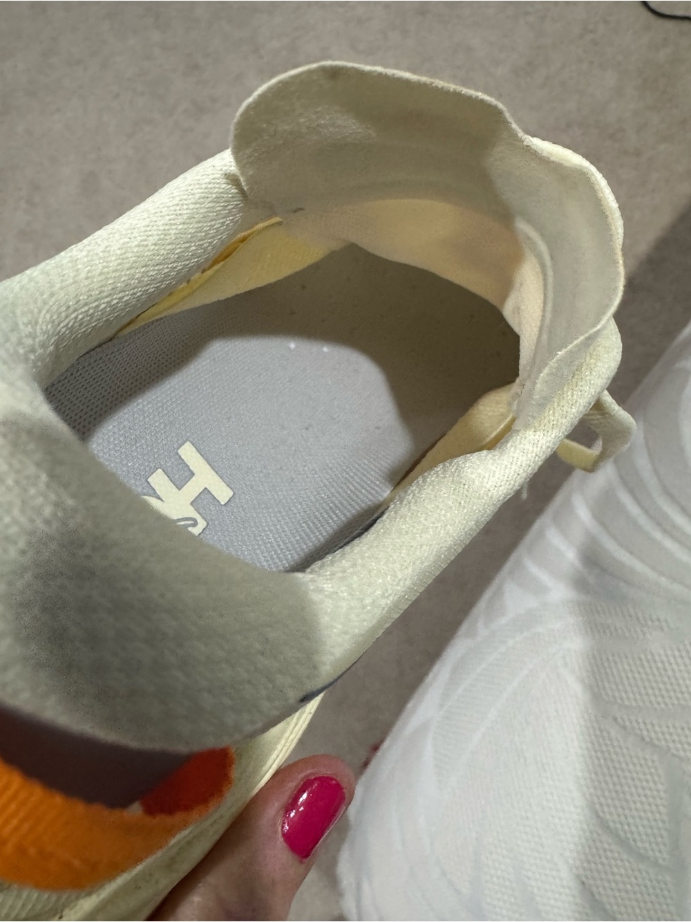 Hoka Speedgoat 7 Cream and Coral Trail Sneakers - Picture 8 of 14